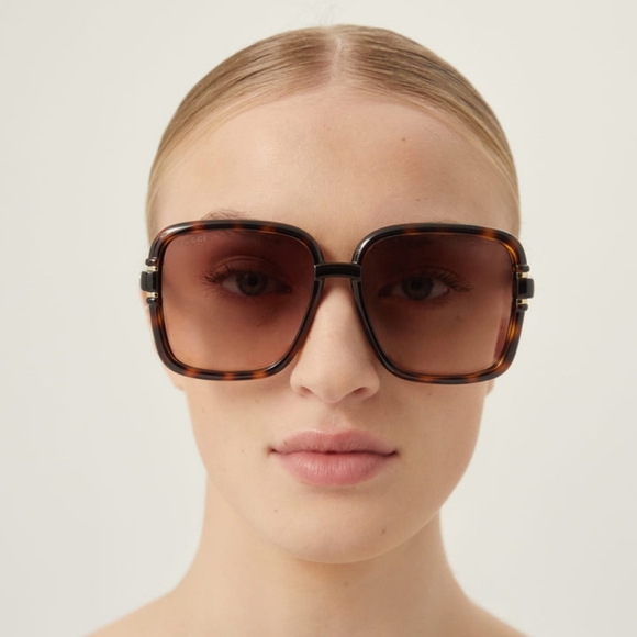 NEW GUCCI OVERSIZED SQUARE WOMEN'S SUNGLASSES GG1066S 002 GUCCI HAVANA EYEWEAR - Picture 5 of 7